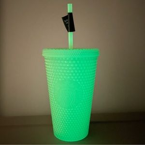 New Starbucks Cold Cup 16 oz Halloween 2022 Glow In The Dark Lemongrass Bling